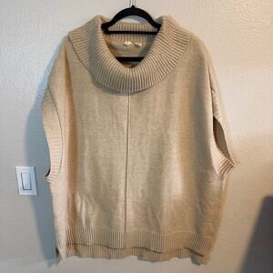 Moth Anthropologie Tan Cowl Neck Sweater Vest Size Large